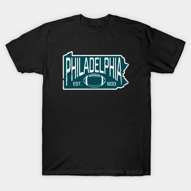 Philadelphia PA Football - Black T-Shirt by KFig21